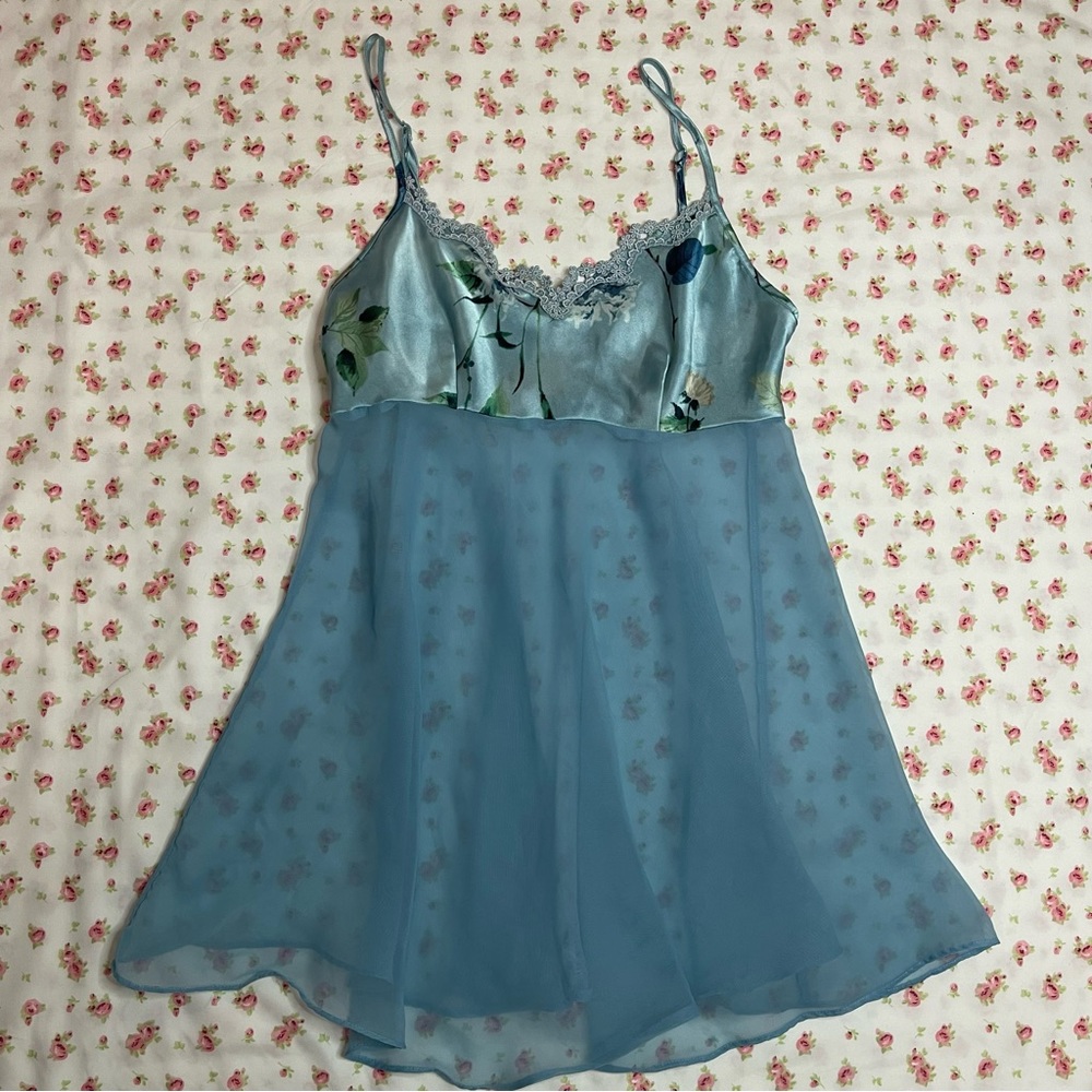 Vintage blue baby doll lingerie mini dress size S